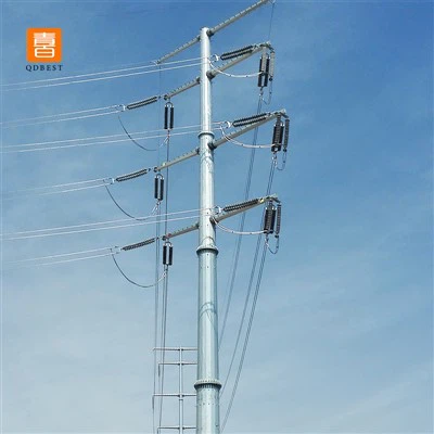 Monopol galvanize Steel pouvwa transmisyon Tower